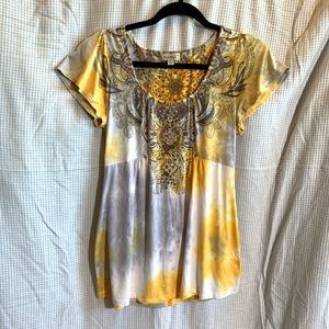 Y2K Vintage Boho Yellow Top